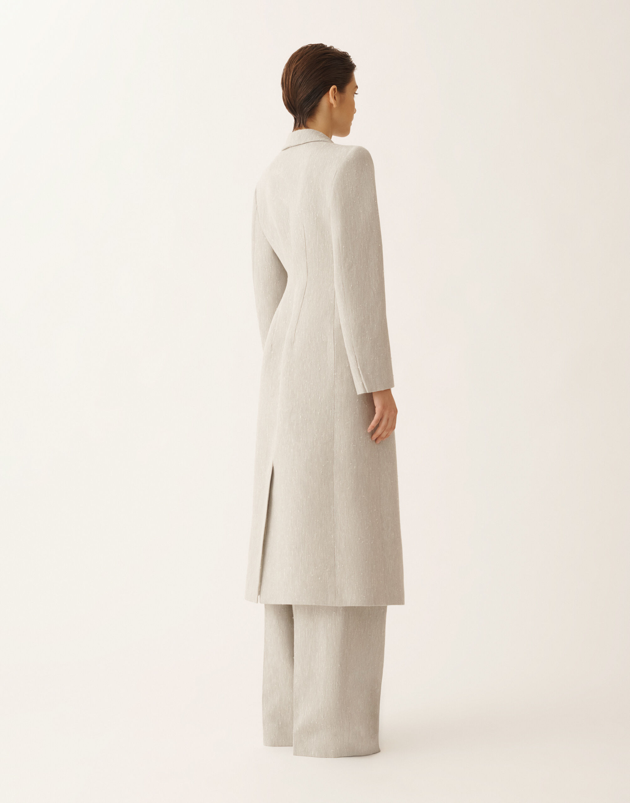 レディースTailored redingote in ice fil coupé drop pattern コート