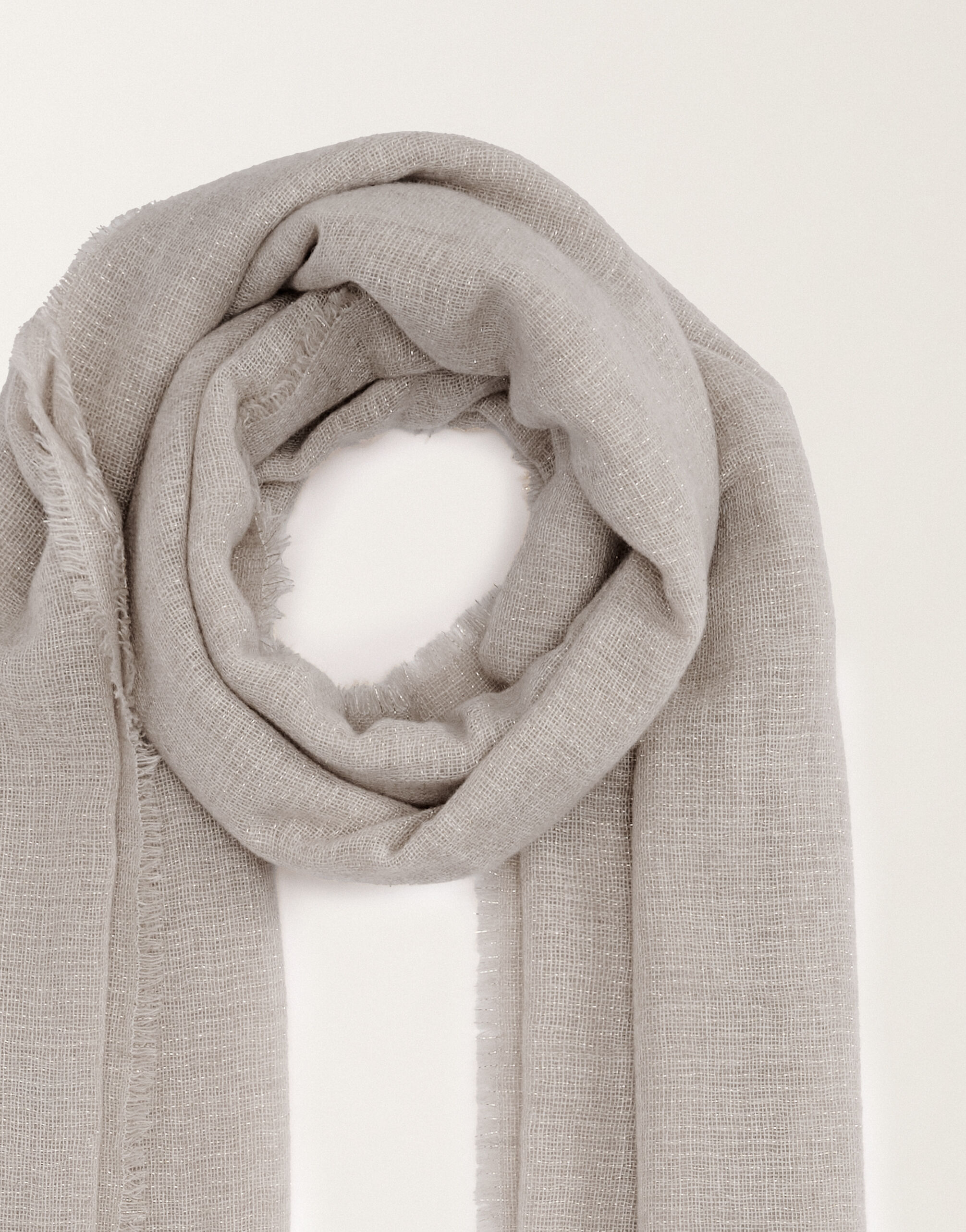 Schal aus Cashmere-Seide mit Lurex, Staubgrau für Damen Schal aus Cashmere-Seide mit Lurex, Staubgrau für Damen