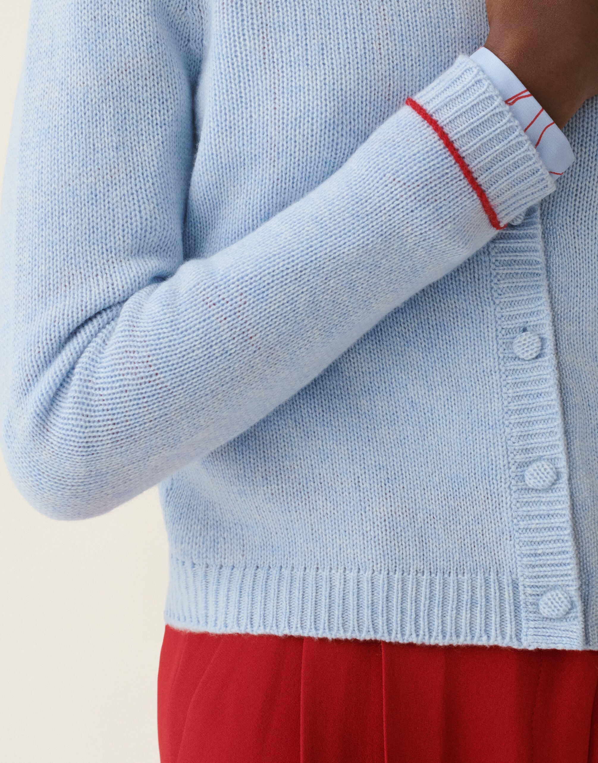 Brushed Platinum cardigan, light blue and red Fabiana Filippi Brushed Platinum cardigan, light blue and red Light blue and red MAD216F039M2700000