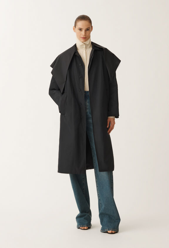 Fabiana Filippi PADDED BICOLOR TAFFETA TRENCH WITH DETACHABLE FOULARD BLUE CTD265F272L1930000