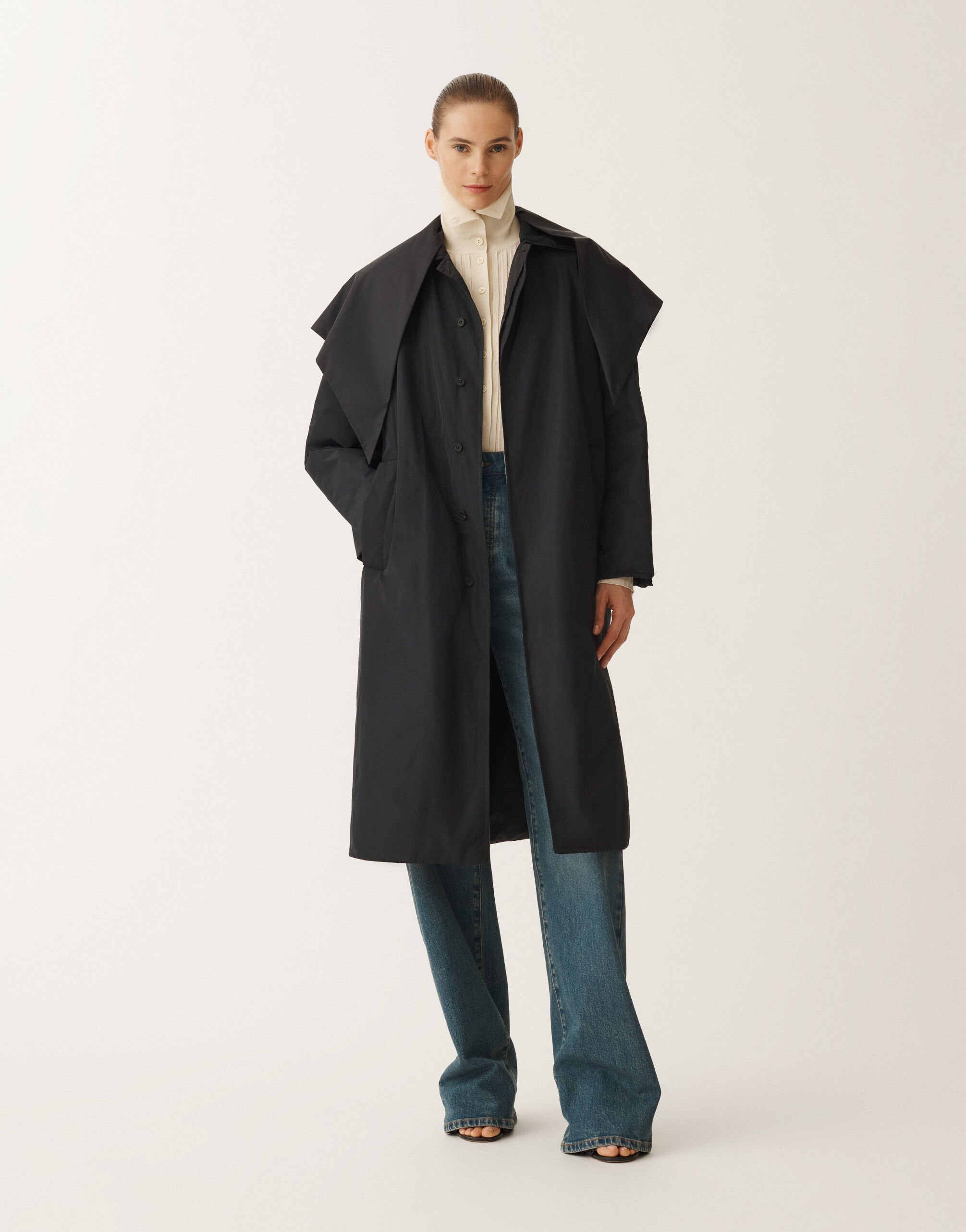 Fabiana Filippi Lightweight taffeta trench coat, midnight blue BLUE CTD265F272L1930000