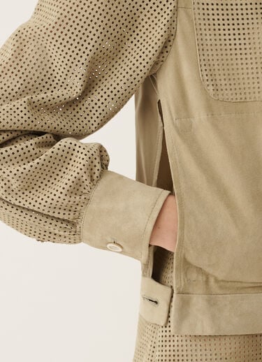 Perforierte Wildlederjacke, Khaki Fabiana Filippi Perforierte Wildlederjacke, Khaki Khaki PLD276F721M1360000