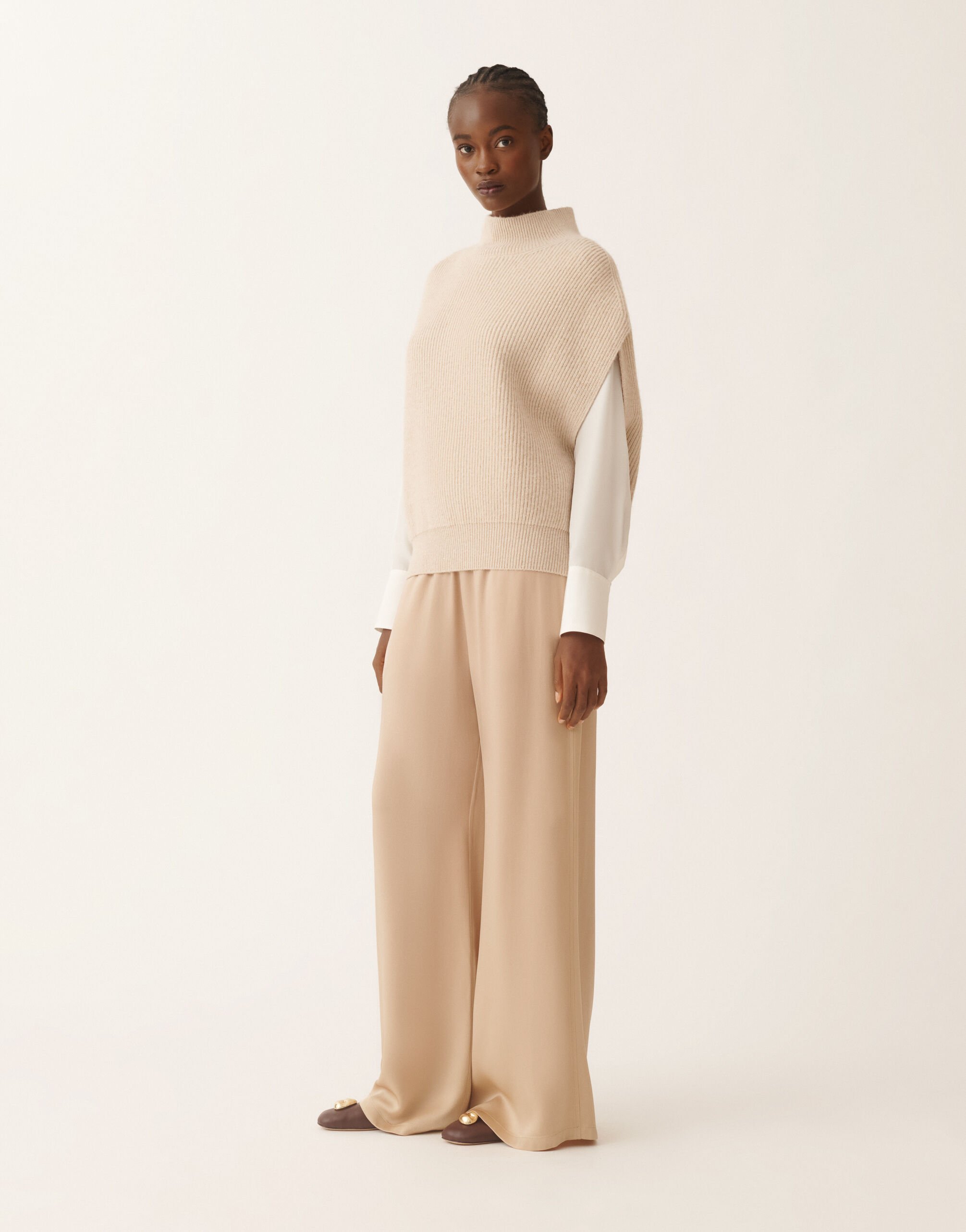 Fabiana Filippi Pullover aus Platin mit Pailletten, Kordel Beige MAD225F538L6760000