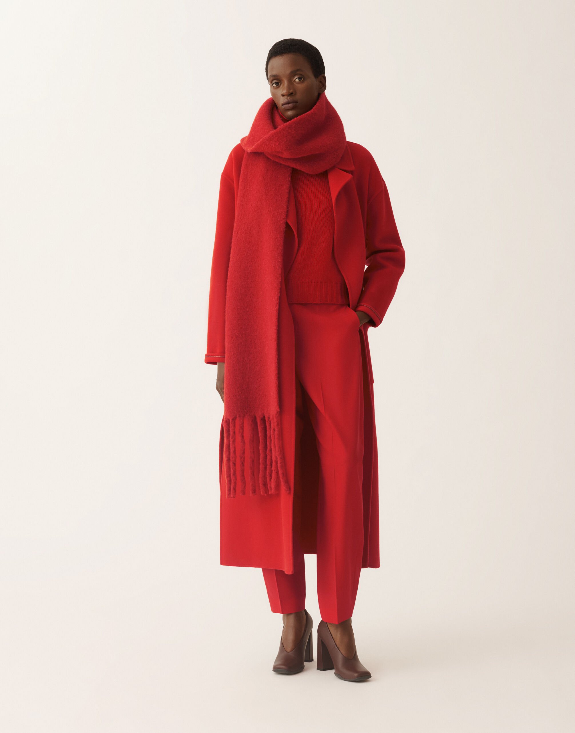 Fabiana Filippi Double-faced wool and cashmere coat, lacquer Red CTD225F680L6390000