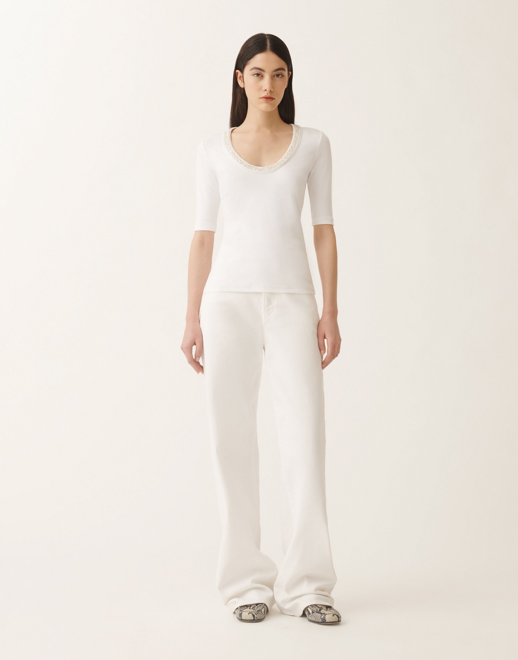 Fabiana Filippi Jersey T-shirt, optical white and white WHITE JED275F151L4540000