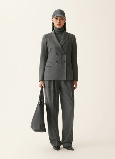 Triple-pleat pinstripe fil coupé flannel trousers, charcoal Fabiana Filippi Triple-pleat pinstripe fil coupé flannel trousers, charcoal Charcoal PAD226F718M4130000