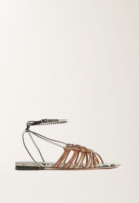 Fabiana Filippi LEATHER BRAIDED SANDALS BROWN ASD265A902L2540000
