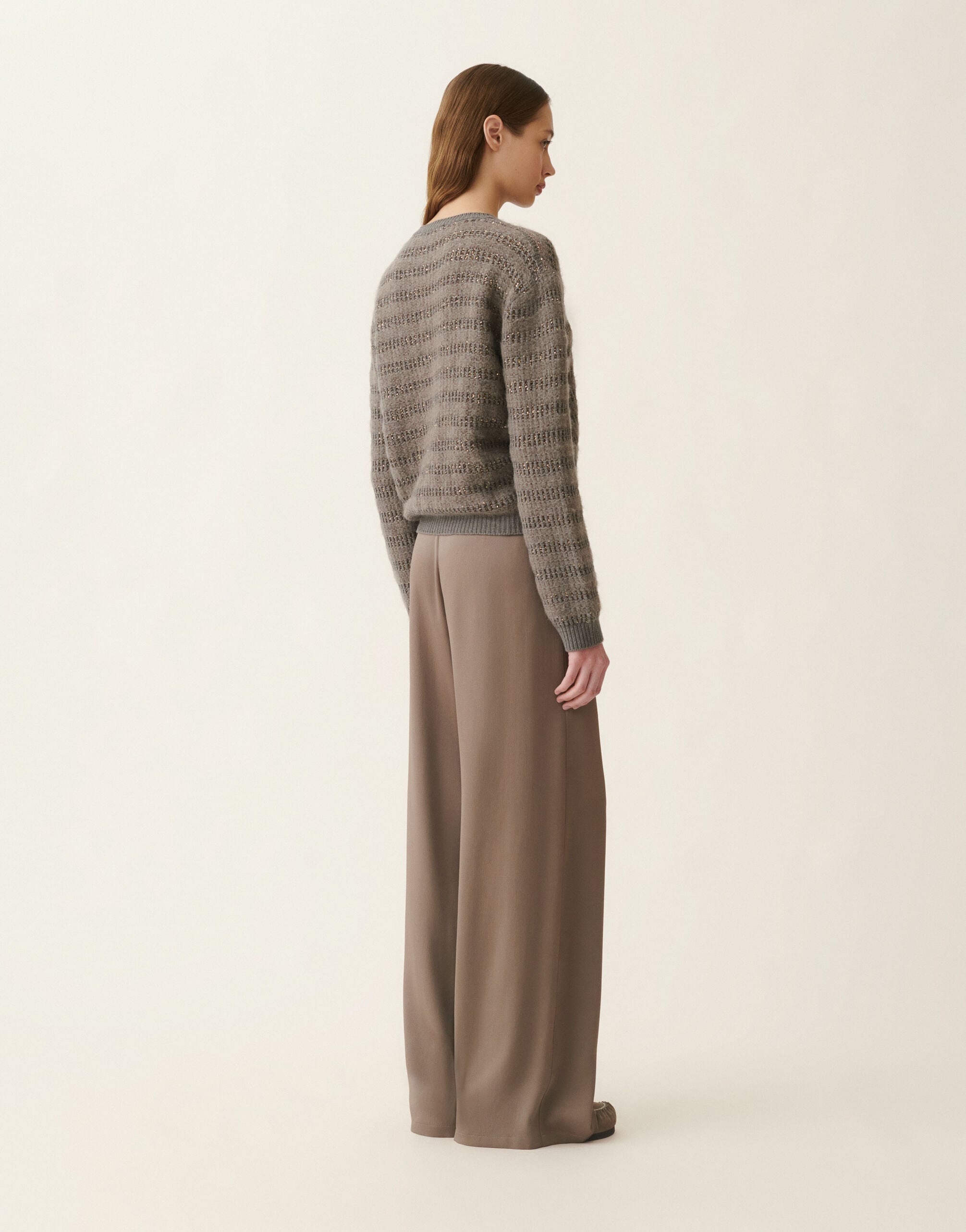 Fabiana Filippi Platinum and mohair sweater with sequin stripes, falcon Falcon MAD226F452M4200000