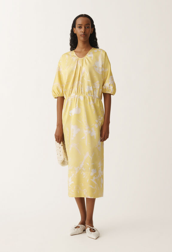 Fabiana Filippi Tilia-print silk dress, cedar YELLOW ABD265F199D8270000
