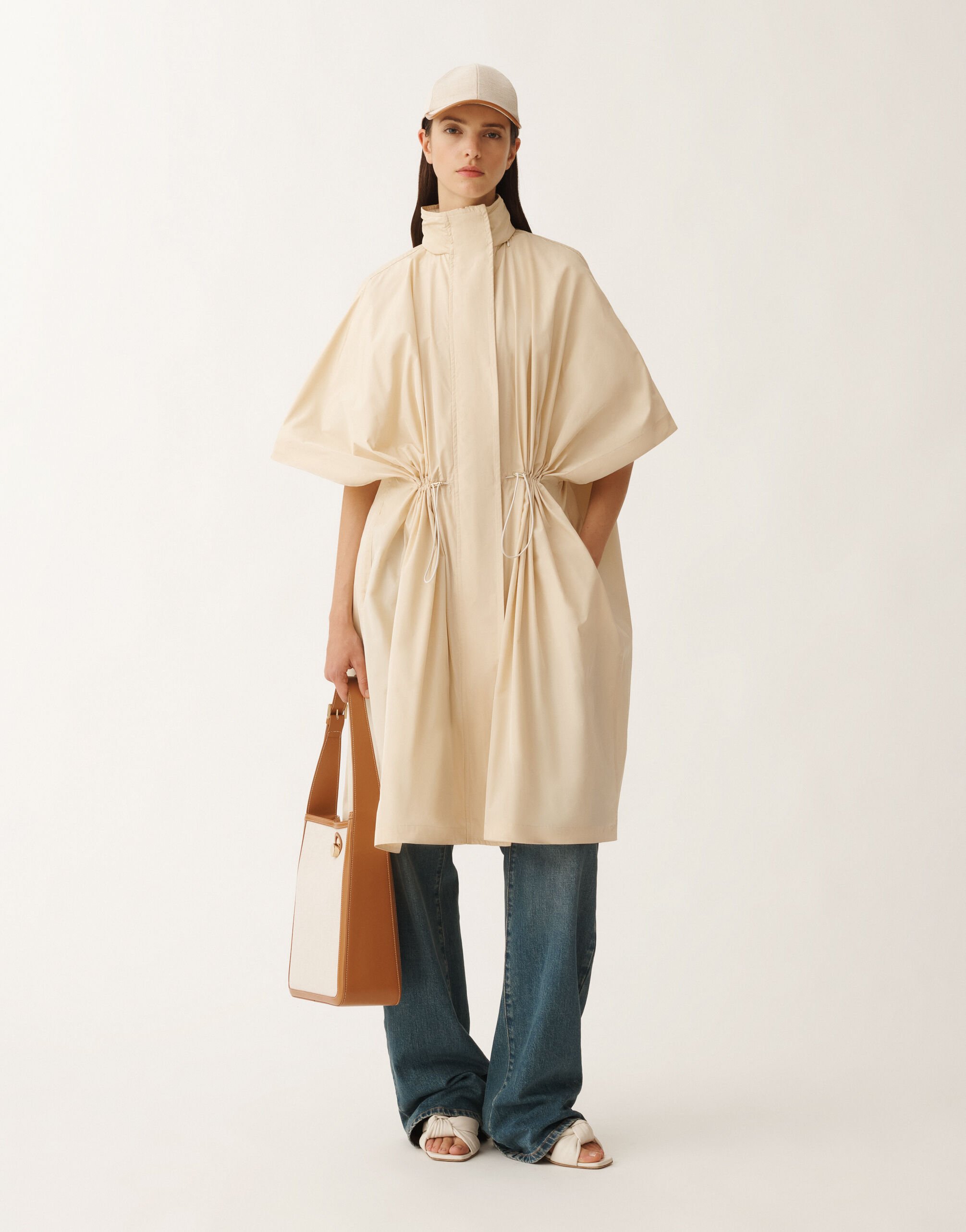 Fabiana Filippi Cape aus Funktionstaft, vanillefarben WEISS CTD265F252L2950000