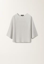 Fabiana Filippi Organic cotton and lurex cape sweater, optical white WHITE MAD275F495L4520000