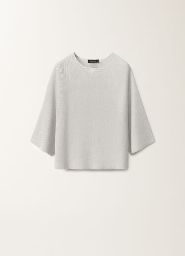 Fabiana Filippi Organic cotton and lurex cape sweater, optical white WHITE MAD275F495L4520000
