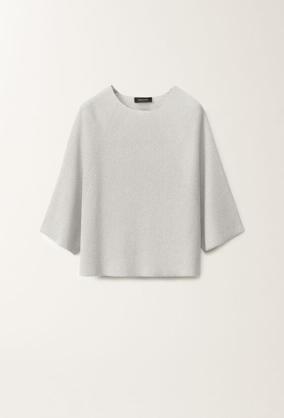Fabiana Filippi Organic cotton and lurex cape sweater, optical white WHITE MAD275F495L4520000