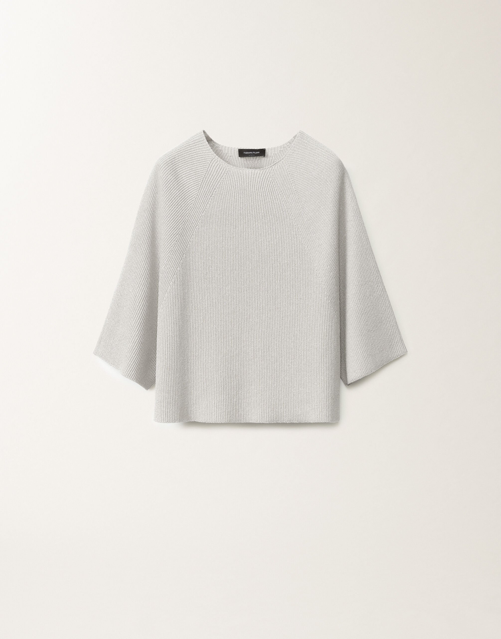 Fabiana Filippi Organic cotton and lurex cape sweater, optical white WHITE MAD275F495L4520000