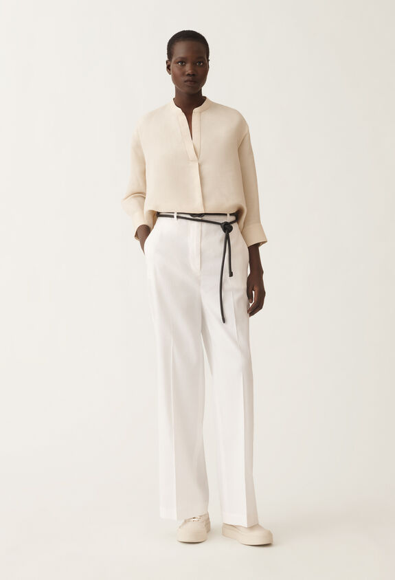 Fabiana Filippi Stretch viscose and linen trousers, optical white OPTICAL WHITE PADC02F411H5490000