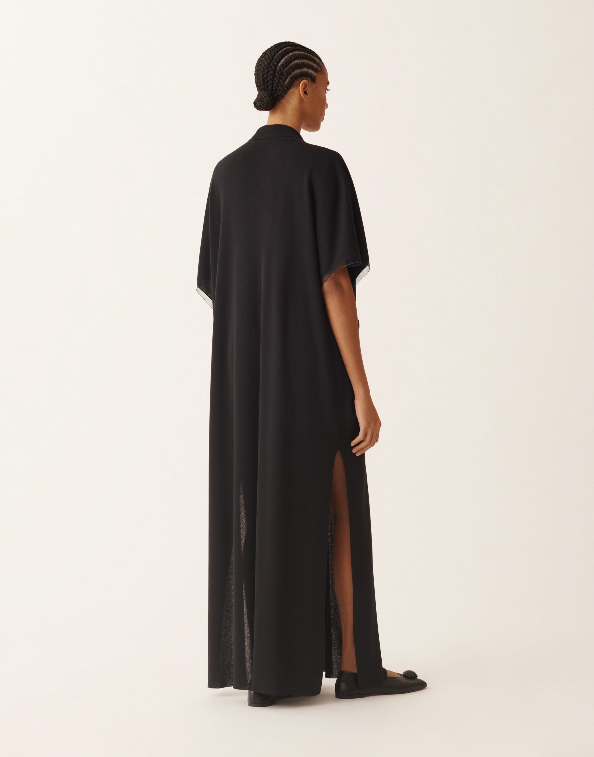 Fabiana Filippi Kaftán de viscosa resplandeciente en azul medianoche AZUL MEDIANOCHE ABD276F604M1090000