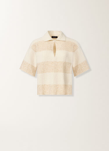 Fabiana Filippi Boxy shirt in striped cotton tweed with sequins, butter BUTTER MAD276F538M1010000