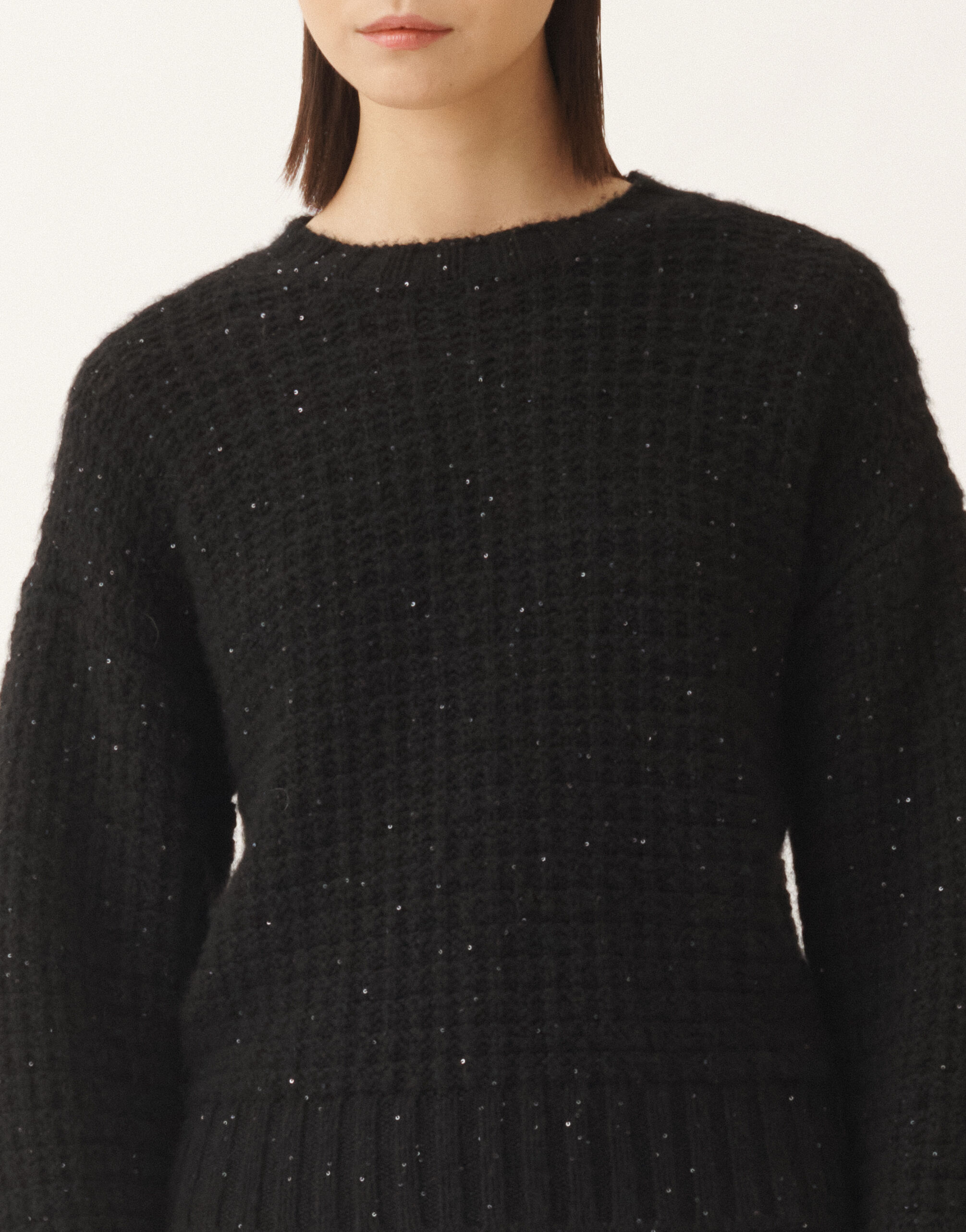 Fabiana Filippi Platinum sweater with sequins, black Black MAD225F104L6170000