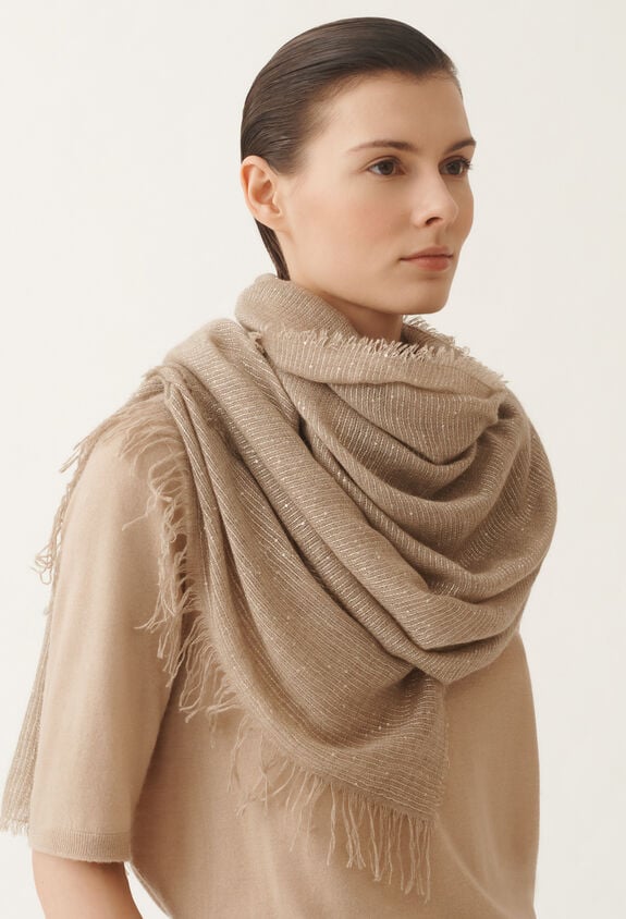 Fabiana Filippi Cashmere blend scarf with sequins, rope BEIGE SAD215A881L8000000