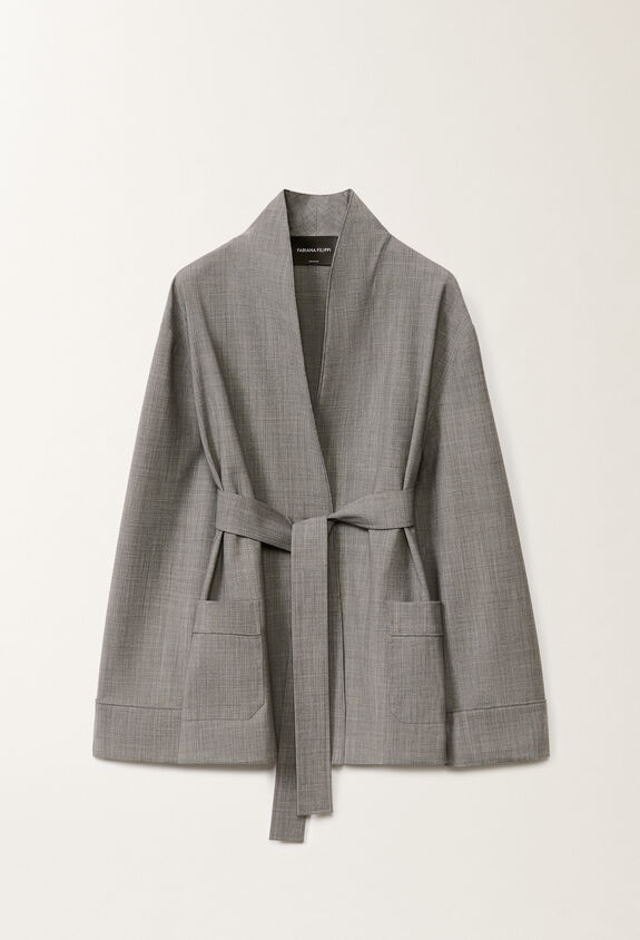 Fabiana Filippi Jacke aus Cool Wool, felsgrau meliert GRAU GCD265F333D6200000