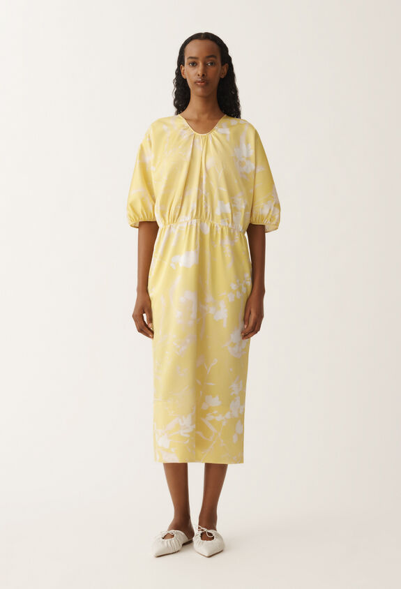 Fabiana Filippi Tilia-print silk dress, cedar YELLOW ABD265F199D8270000