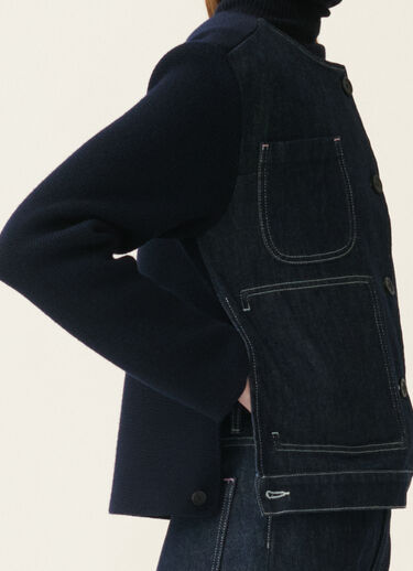 Fabiana Filippi Blouson en denim et maille, bleu nuit Bleu nuit GCD216F160M3580000
