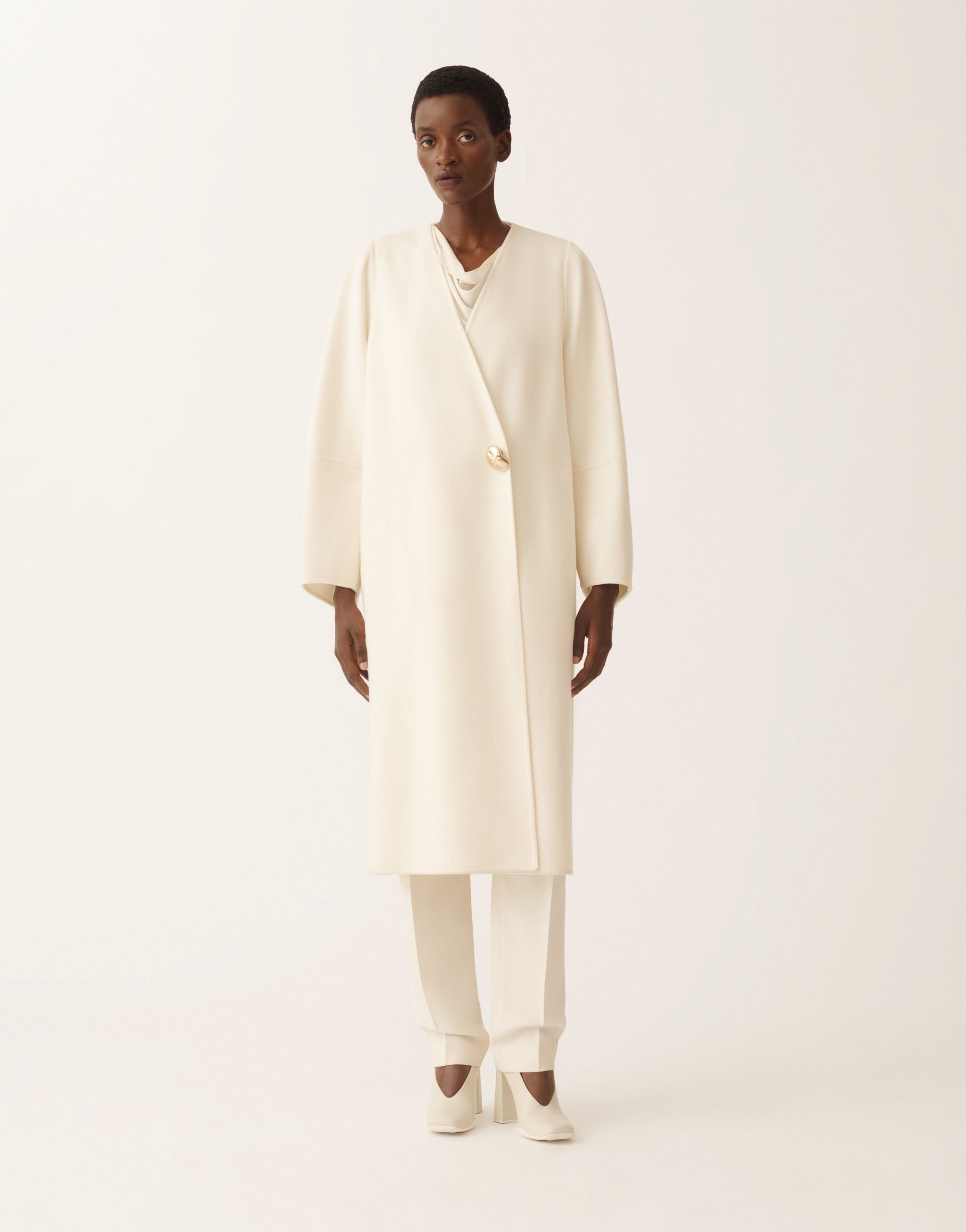 Fabiana Filippi Double cashmere coat, white WHITE CTD215F237D3380000