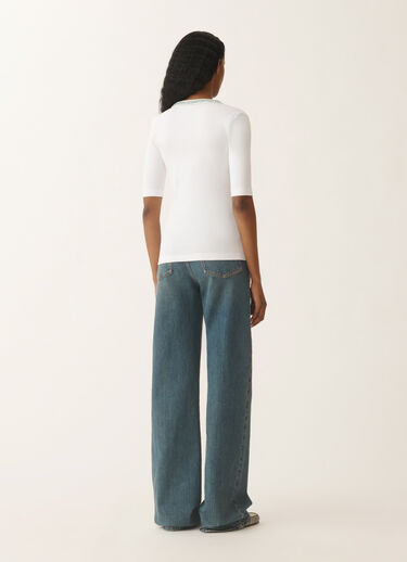 Fabiana Filippi Jersey T-shirt, optical white and aqua green WHITE/AQUAGREEN JED275F151L4540000
