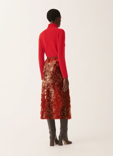 Fabiana Filippi Skirt in printed sequin tulle, lacquer Red GND225F826L6380000