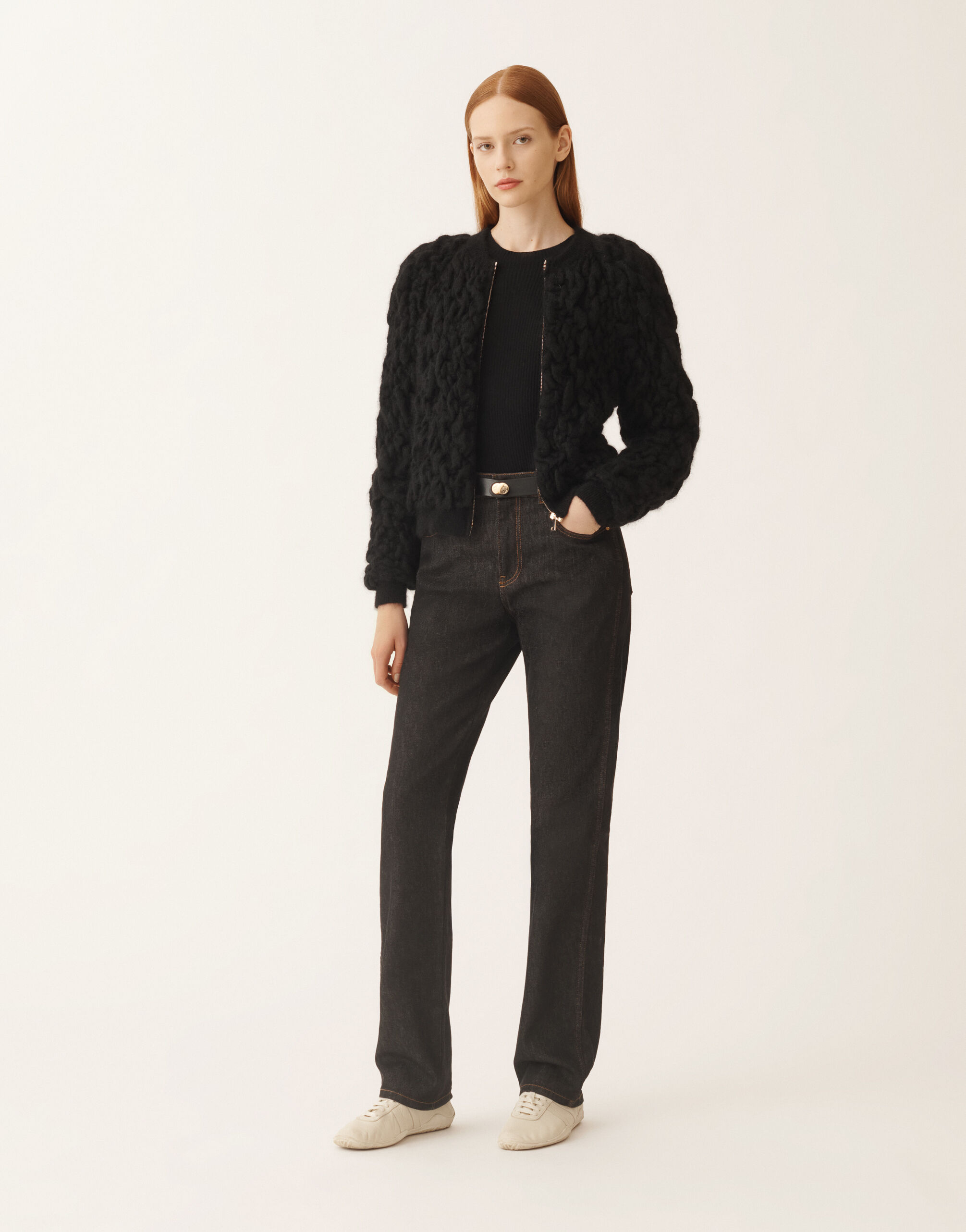 Fabiana Filippi Bomber de mohair, negro Negro MAD225F503D5040000