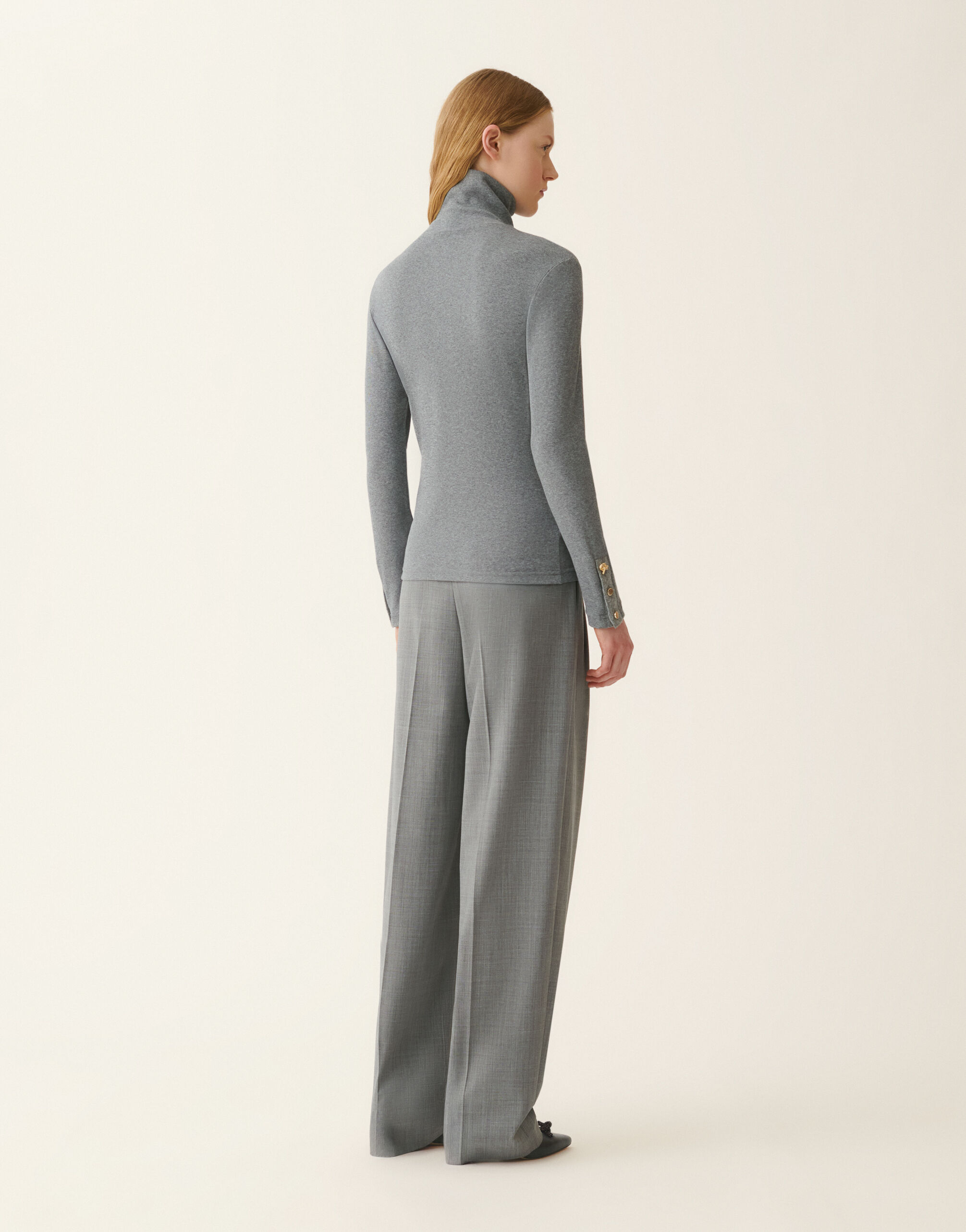 Fabiana Filippi Ribbed cotton jersey turtleneck T-shirt, stone Stone JED226F554M4550000