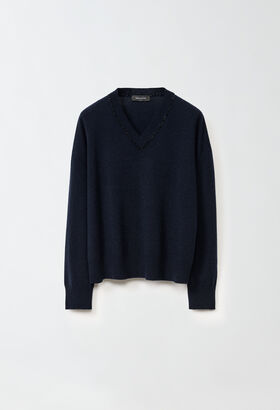 Fabiana Filippi Platinum sweater with sequins, ink blue BLUE MAD214F096D7230000