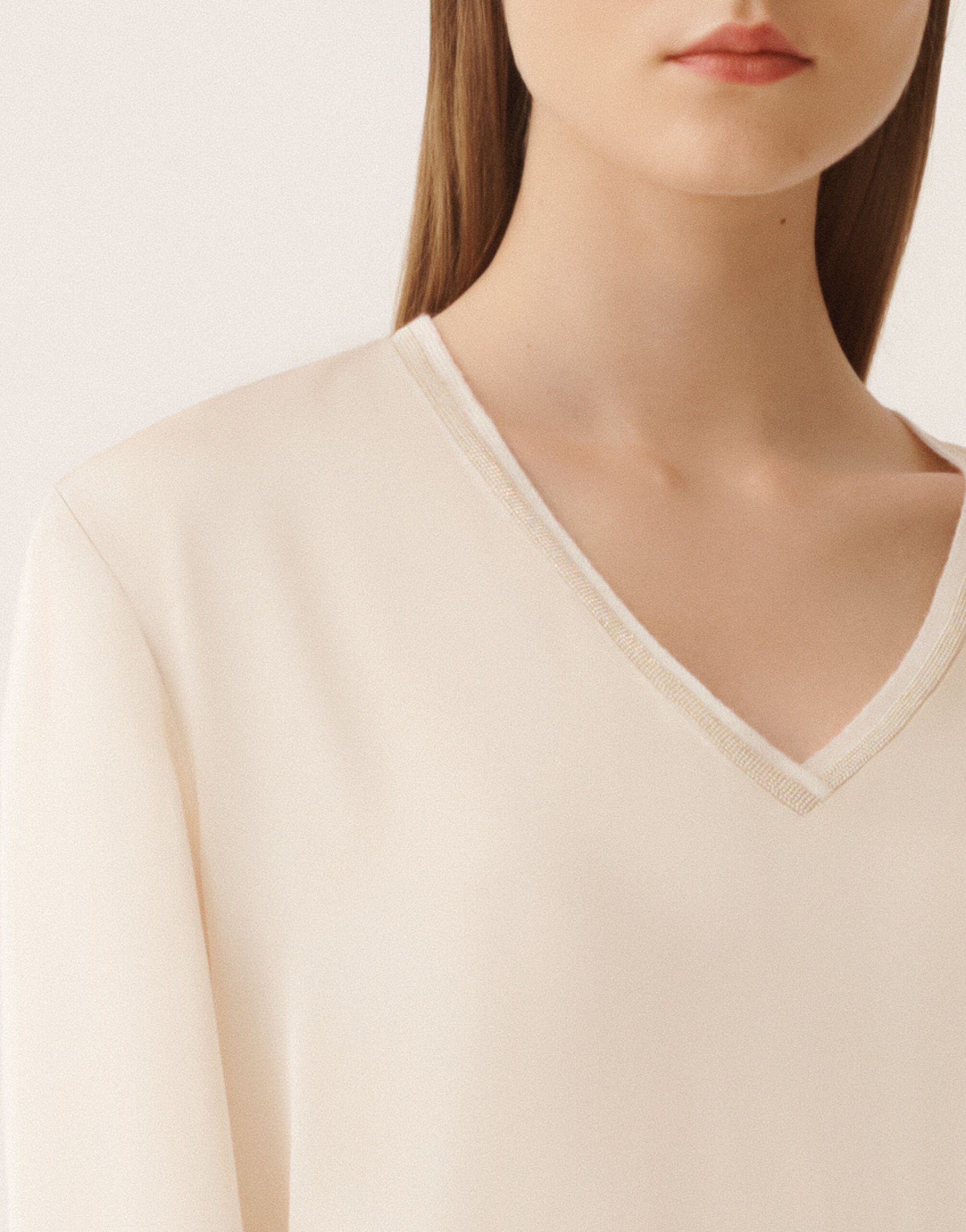 Fabiana Filippi Top aus Enver Satin, Butter Weiß TPD225F862L7040000