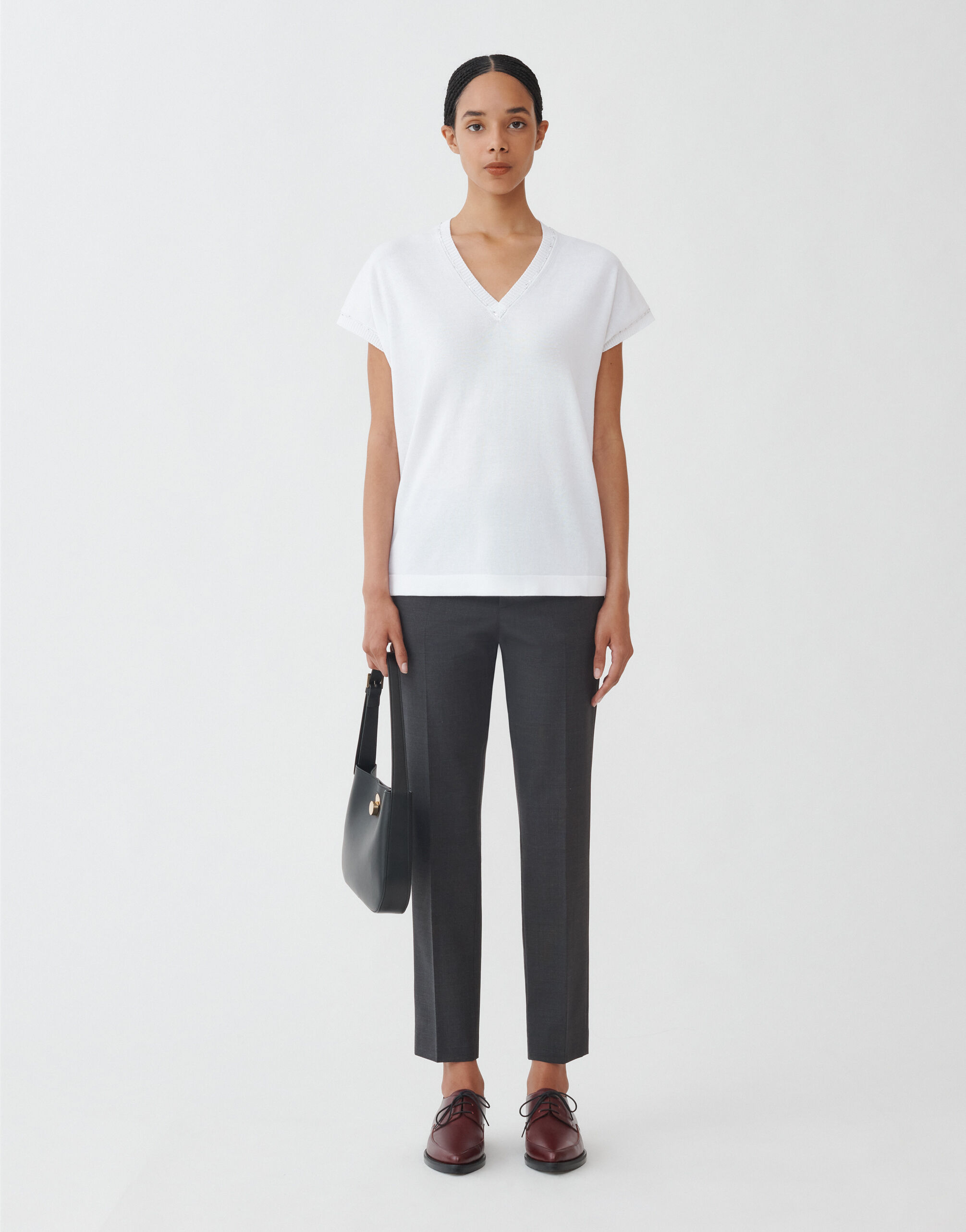 Fabiana Filippi Maglia in cotone organico, bianco ottico BIANCO MAD274F358H4960000