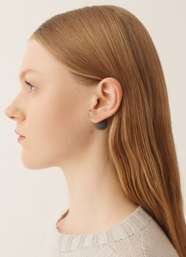 Fabiana Filippi Double ball earrings in plexi and filo diamante, smoke Gray BXD266A862M0230000