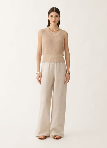 Fabiana Filippi Cotton and linen gilet with sequins, sand SAND MAD275F519L3510000