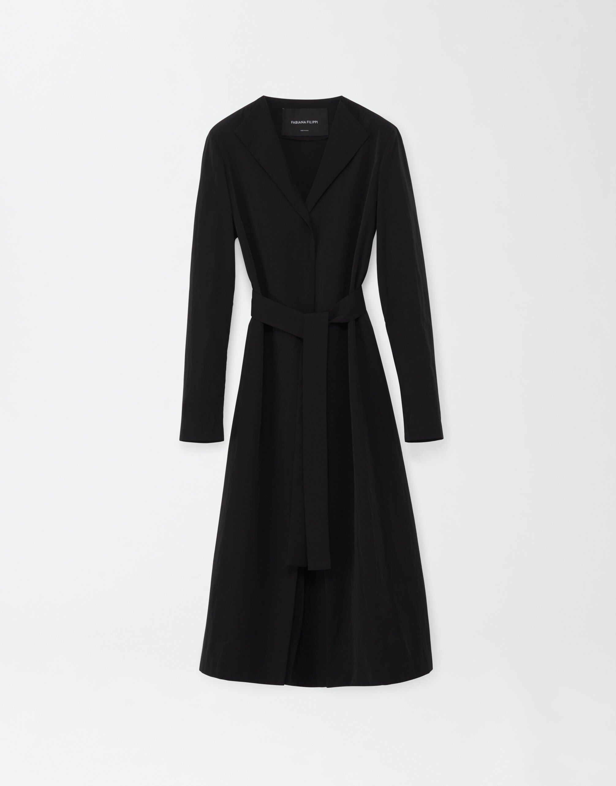 Fabiana Filippi Trench-coat en tissu technique ondulé, noir BLANC PLD274F583I9080000