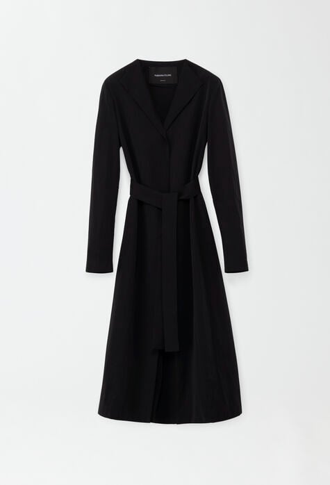 Fabiana Filippi Trench-coat en tissu technique ondulé, noir PLD274F583I9080000
