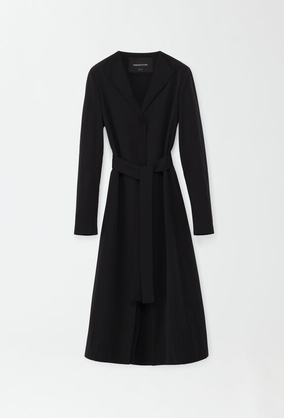 Fabiana Filippi Trench-coat en tissu technique ondulé, noir CTD274F758D6420000