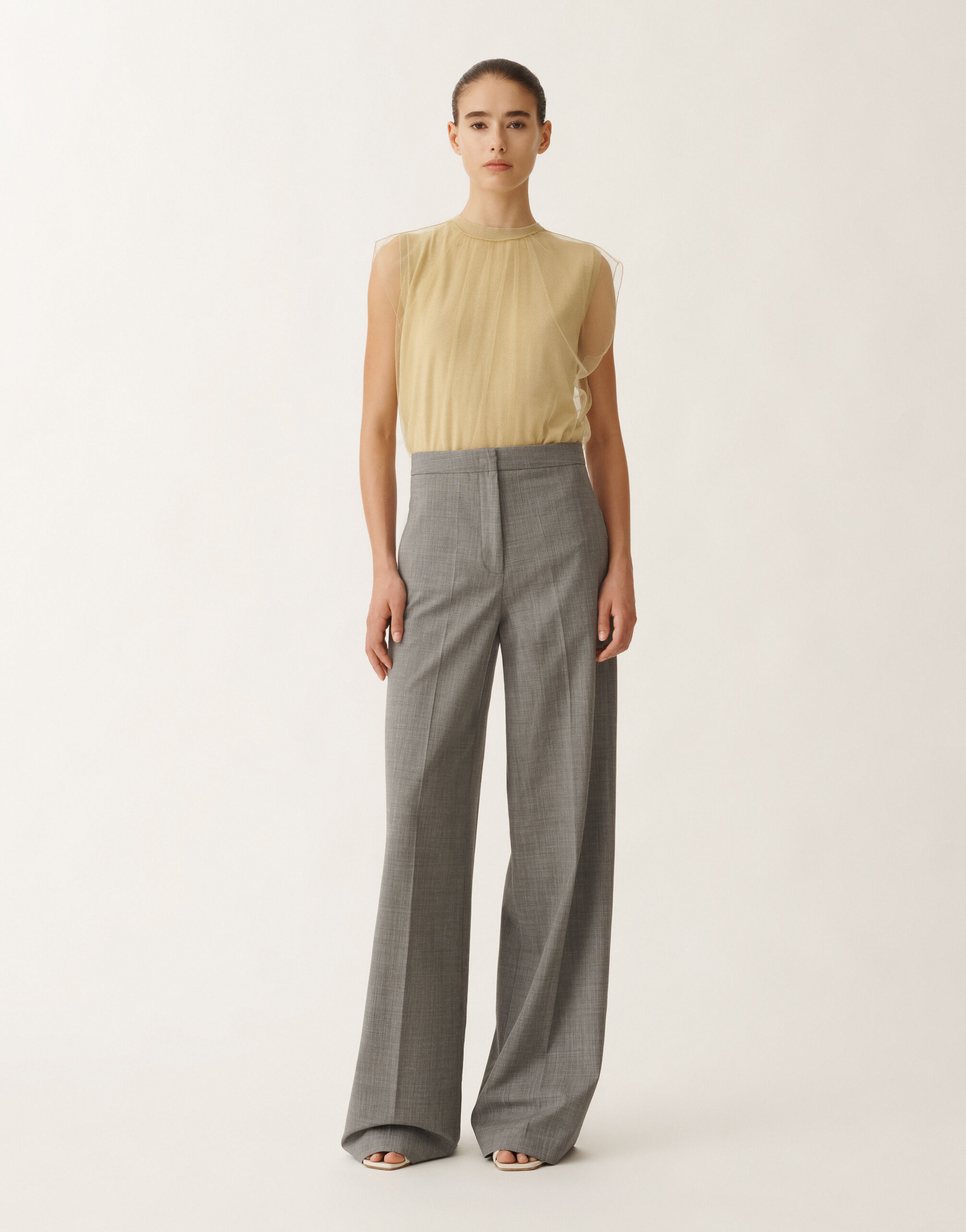 Fabiana Filippi ウール フレスコ Spoleto パンツ（メランジロック） グレー PAD265F307D6200000