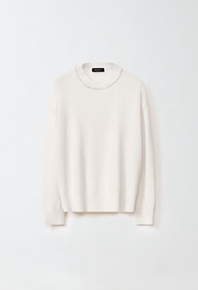 Fabiana Filippi CREW NECK SWEATER WITH SEQUIN TRIM DETAIL WHITE CTD224F712D7520000