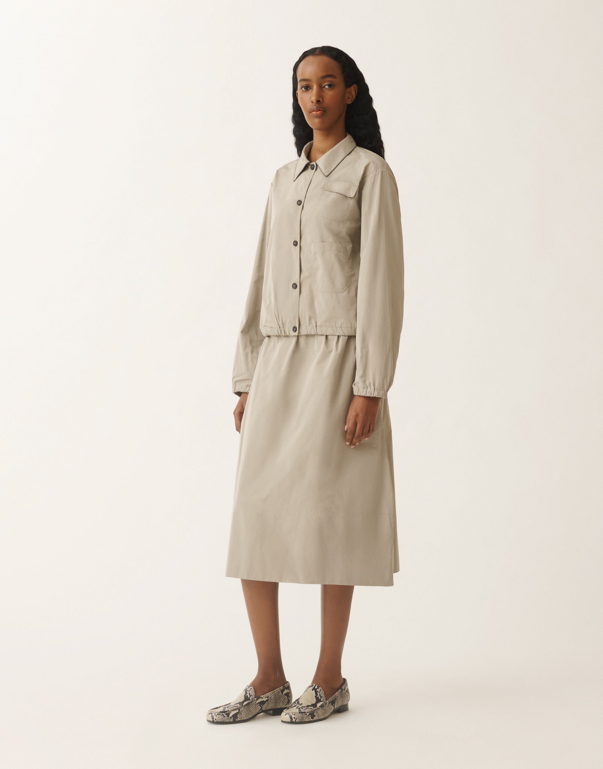 Fabiana Filippi Micro faille bomber jacket, clay CLAY CTD275F708L3370000