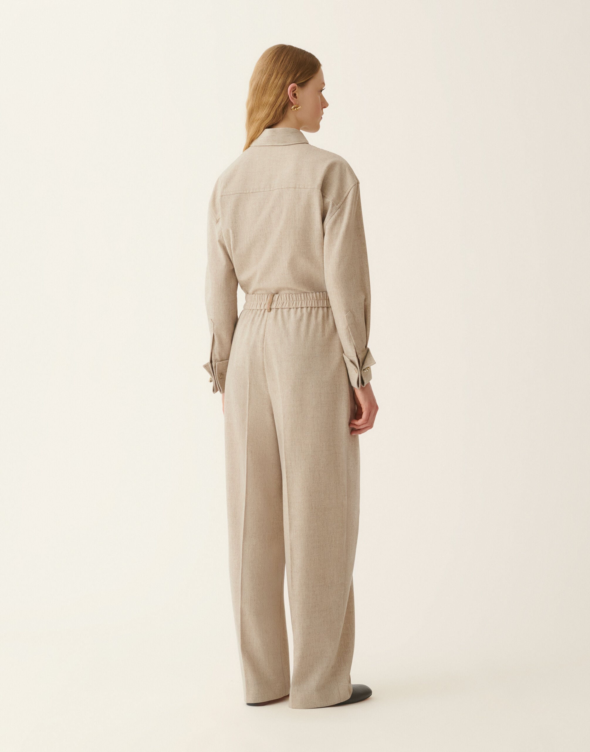 Fabiana Filippi Wide-leg flannel trousers, greige Greige PAD226F336M3780000