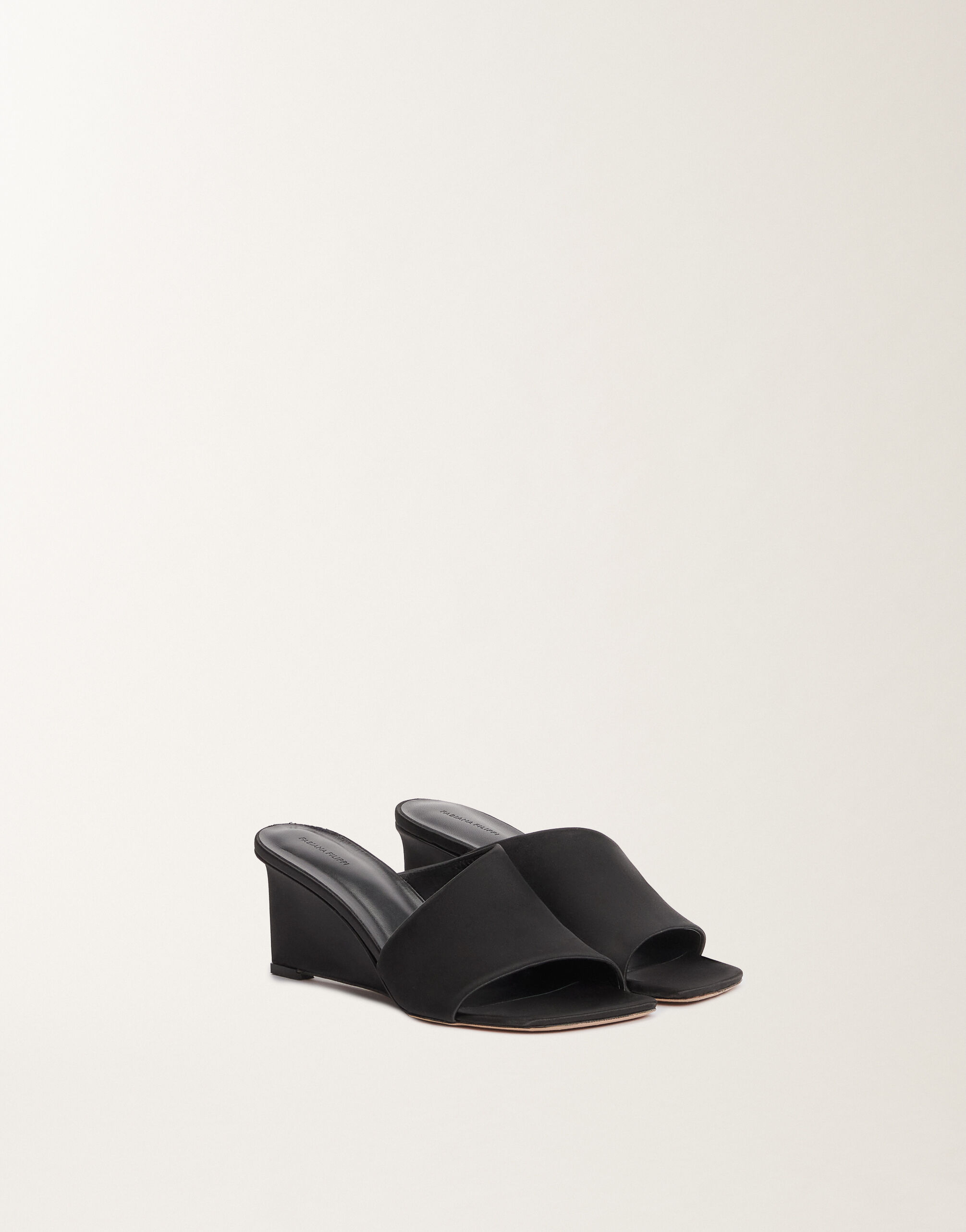 Fabiana Filippi Stretch satin wedges, black BLACK ASD265A979L2730000
