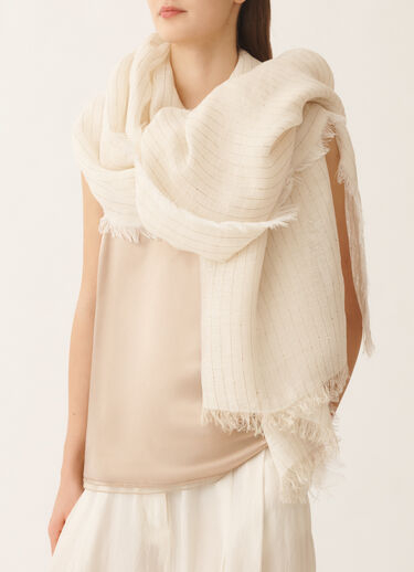 Fabiana Filippi Linen stole with sequins, butter BUTTER SAD276A945M0480000