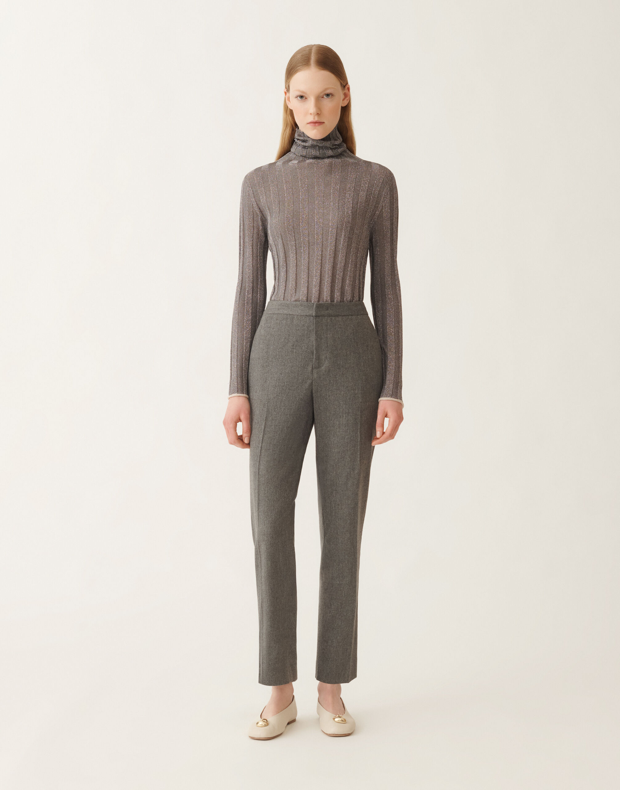 Fabiana Filippi Montefalco trousers in flannel, rock Grey PAD225F326L6640000