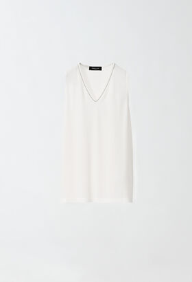 Fabiana Filippi SABLE' V NECK TOP WITH FILO DIAMANTE WHITE TPD264F221D6460000