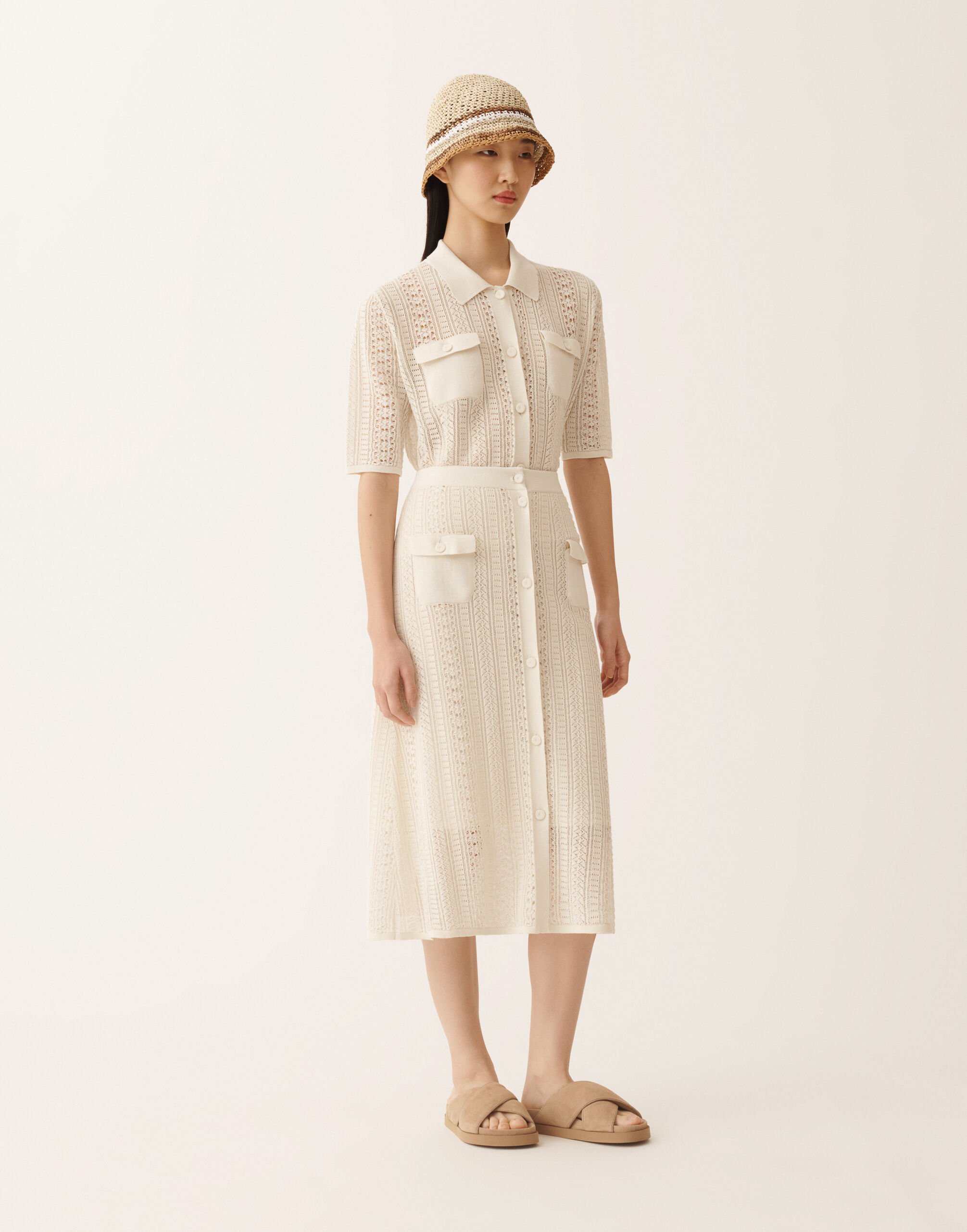 Polo in cotone organico con viscosa brillante, burro Fabiana Filippi Polo in cotone organico con viscosa brillante, burro BURRO MAD276F479M1320000