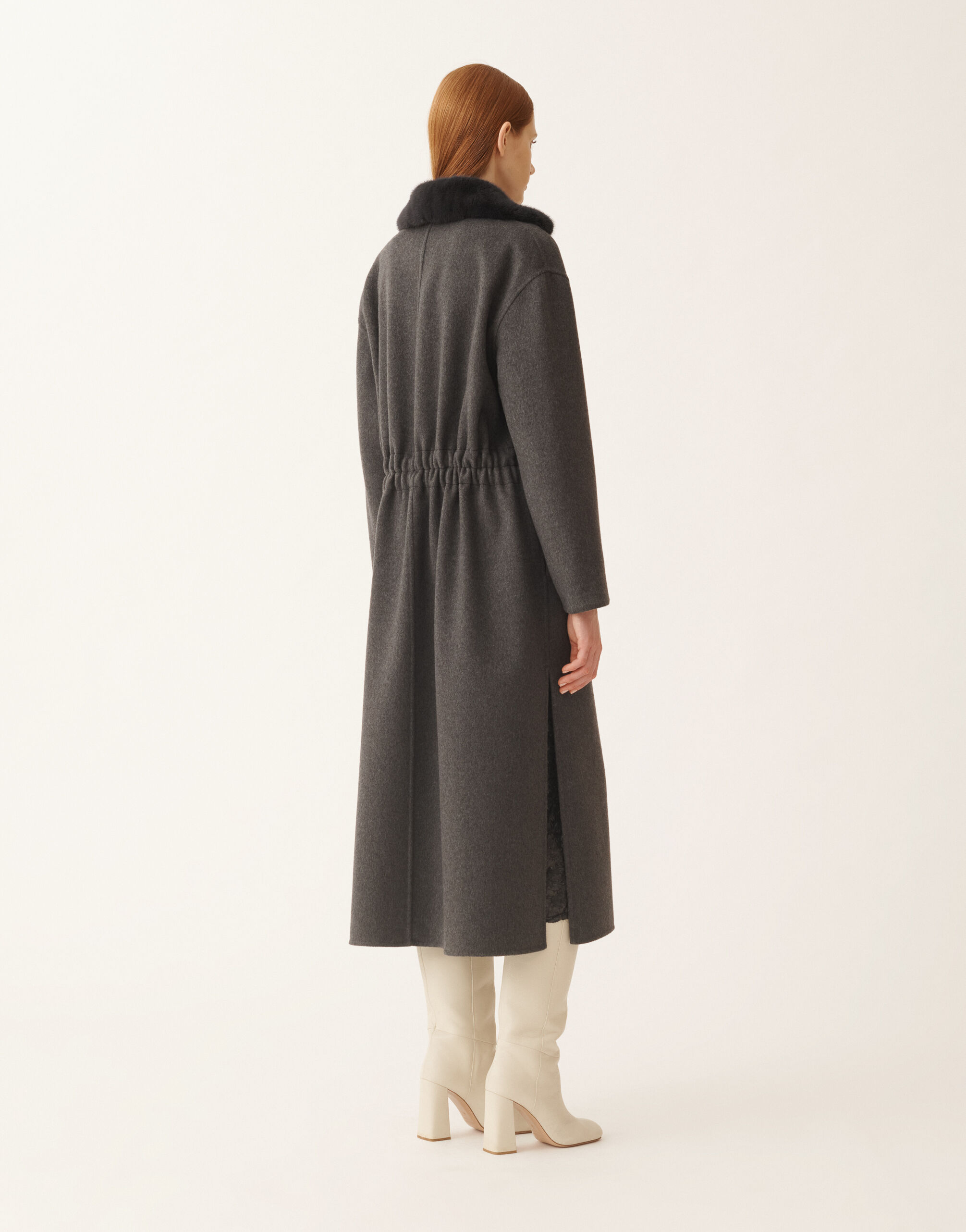 Double-faced cashmere coat, slate for Women | Fabiana Filippi®