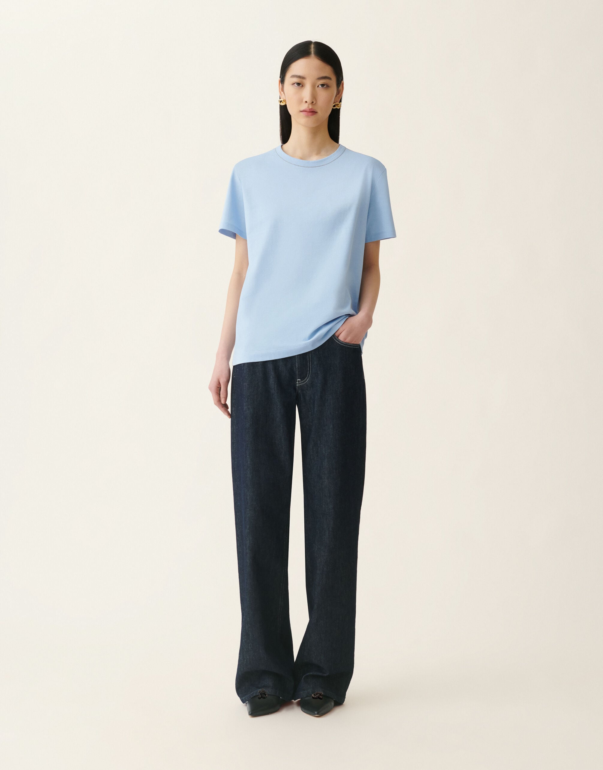 Fabiana Filippi Camiseta en jersey de algodón, azul claro Azul claro JED216F133L7960000